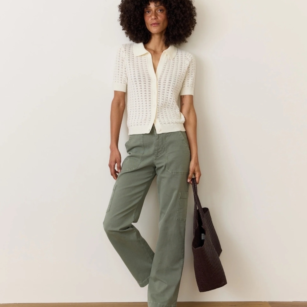Marine Layer Aria Straight Leg Utility Cargo Pants Vintage Olive Sage Size 4-6
